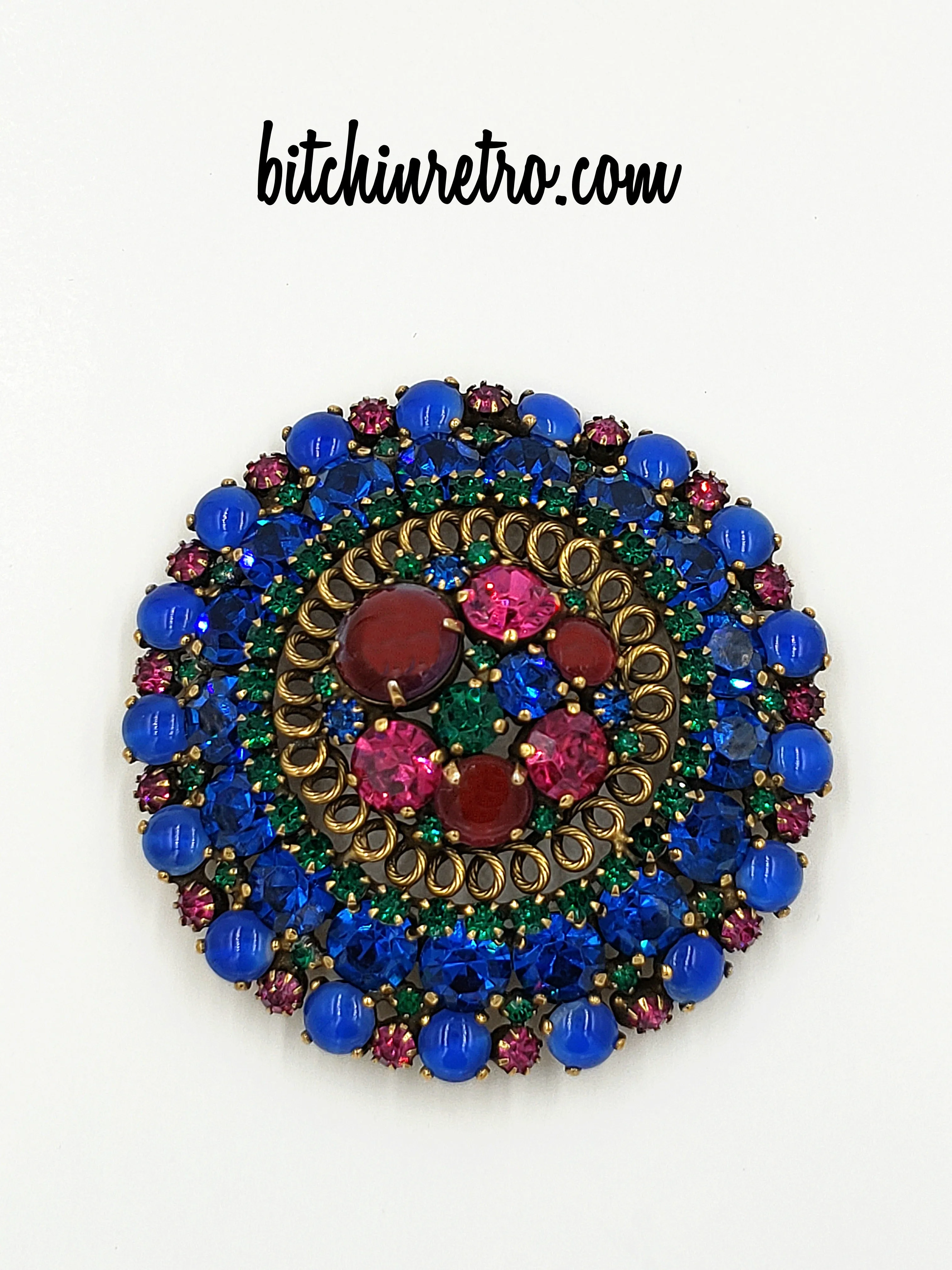 Weiss Vintage Rhinestone Brooch in Vibrant Jewel Tones