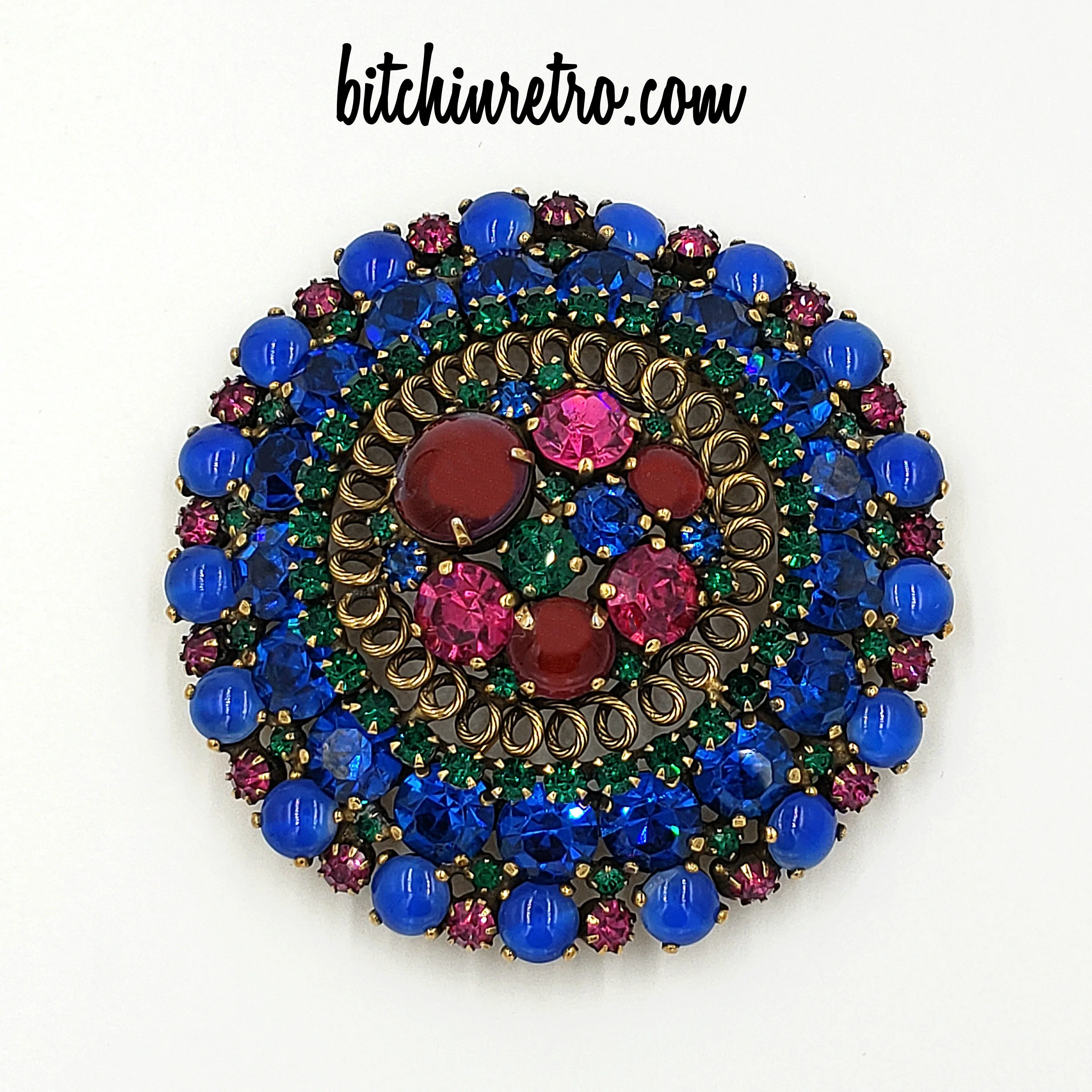 Weiss Vintage Rhinestone Brooch in Vibrant Jewel Tones
