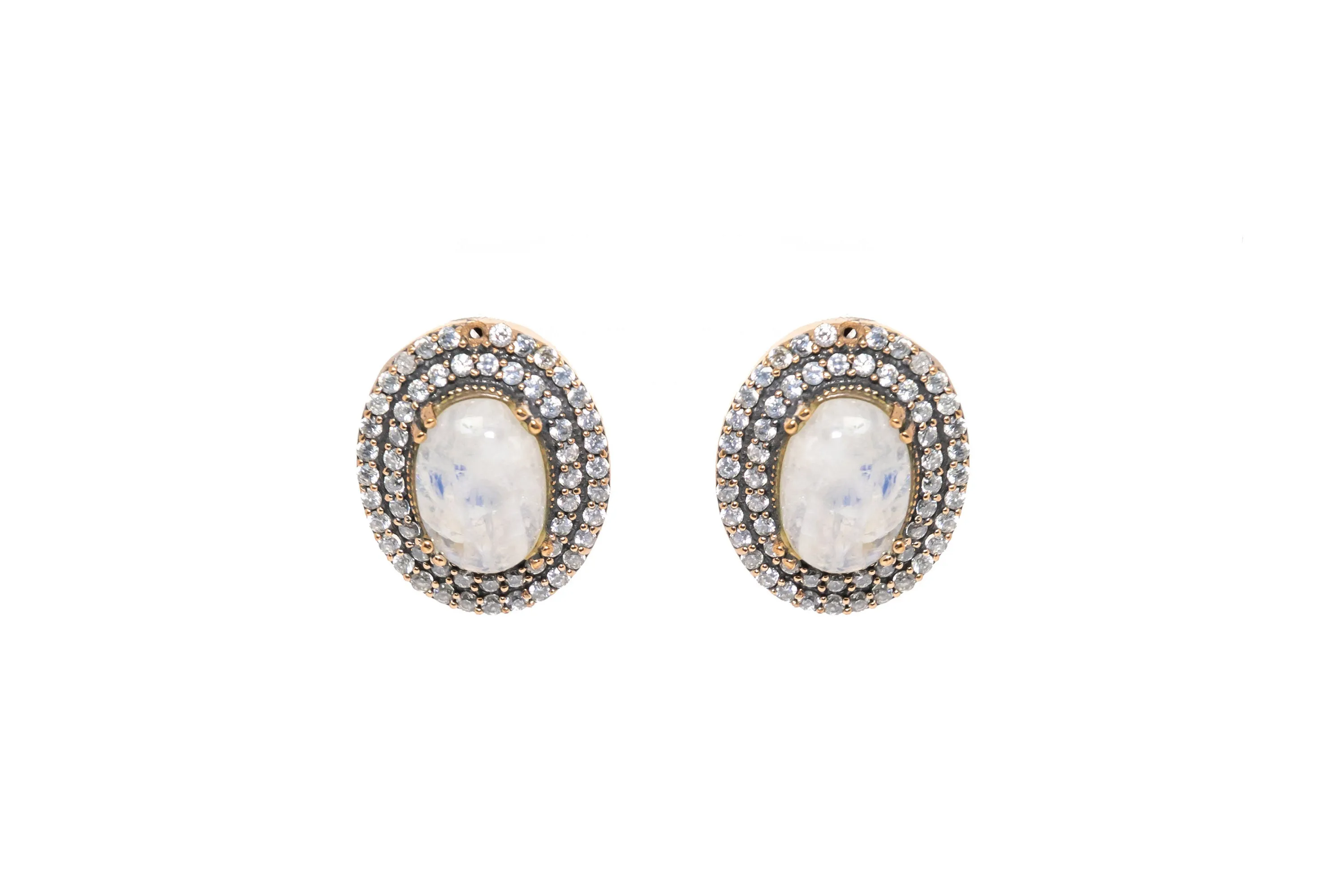 White & Clear Stone Turkish Silver Earrings
