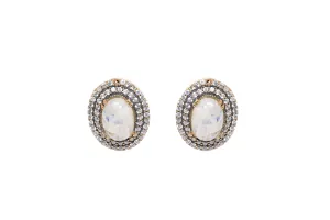 White & Clear Stone Turkish Silver Earrings