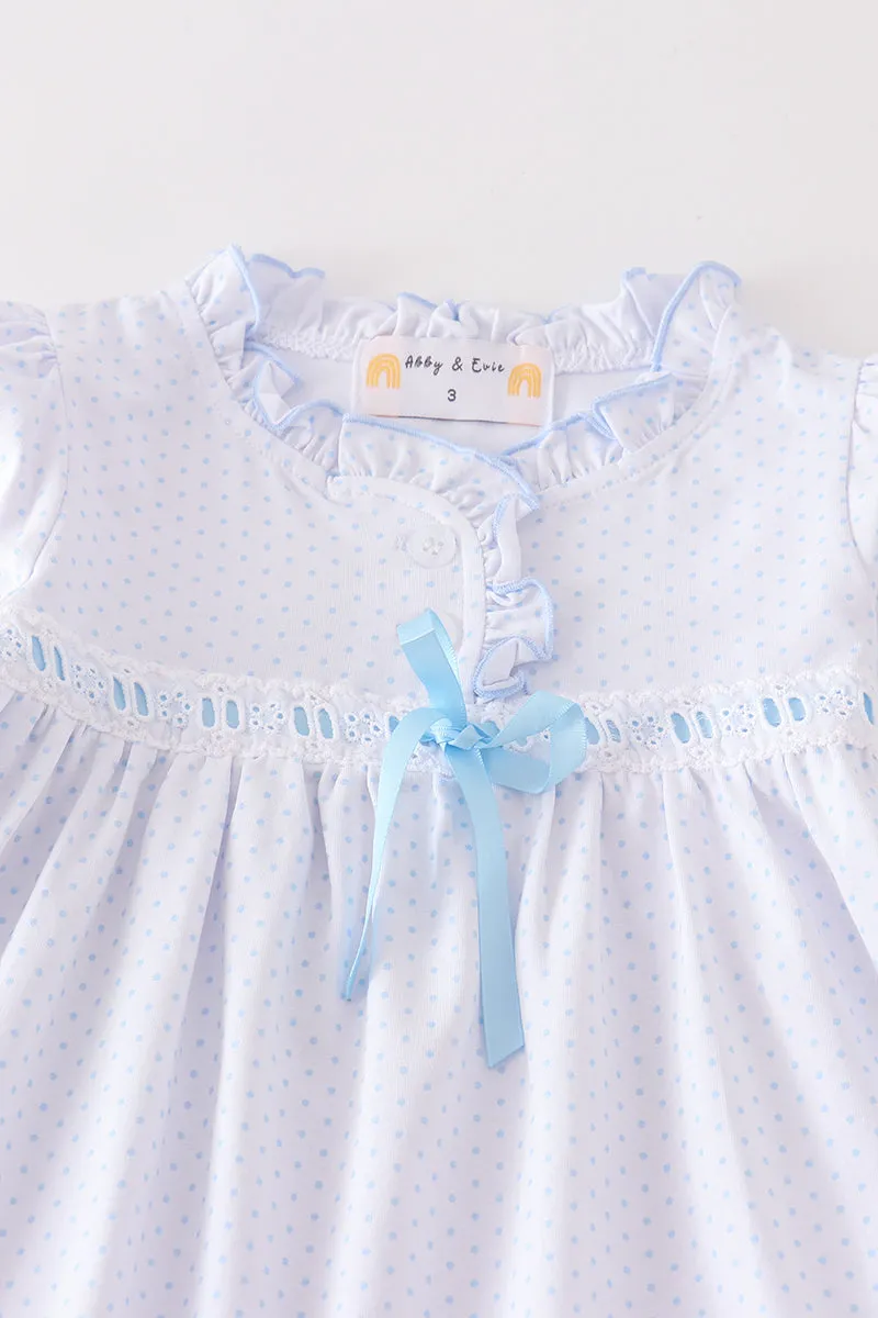 White Bow Ruffle Girl Set