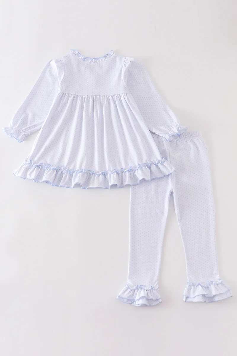 White Bow Ruffle Girl Set