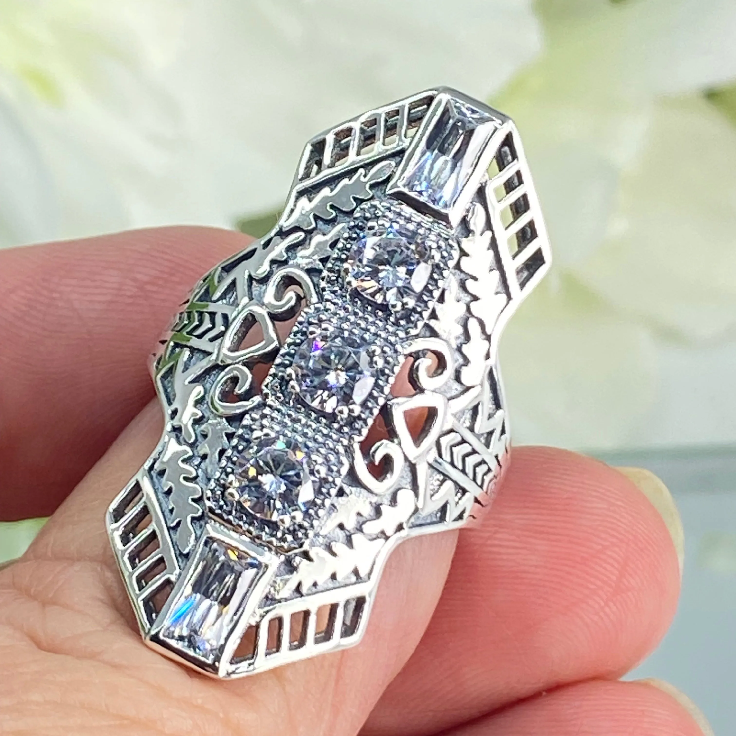 White CZ Ring, Art Deco 1930s Jewelry #D214