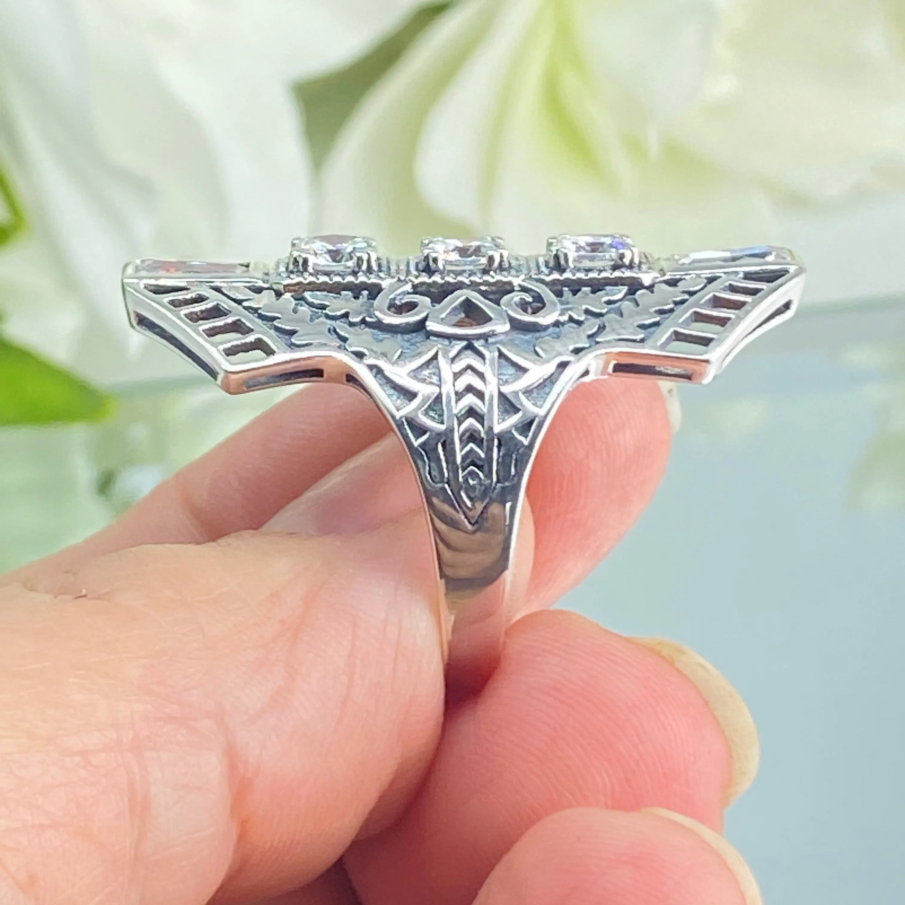 White CZ Ring, Art Deco 1930s Jewelry #D214