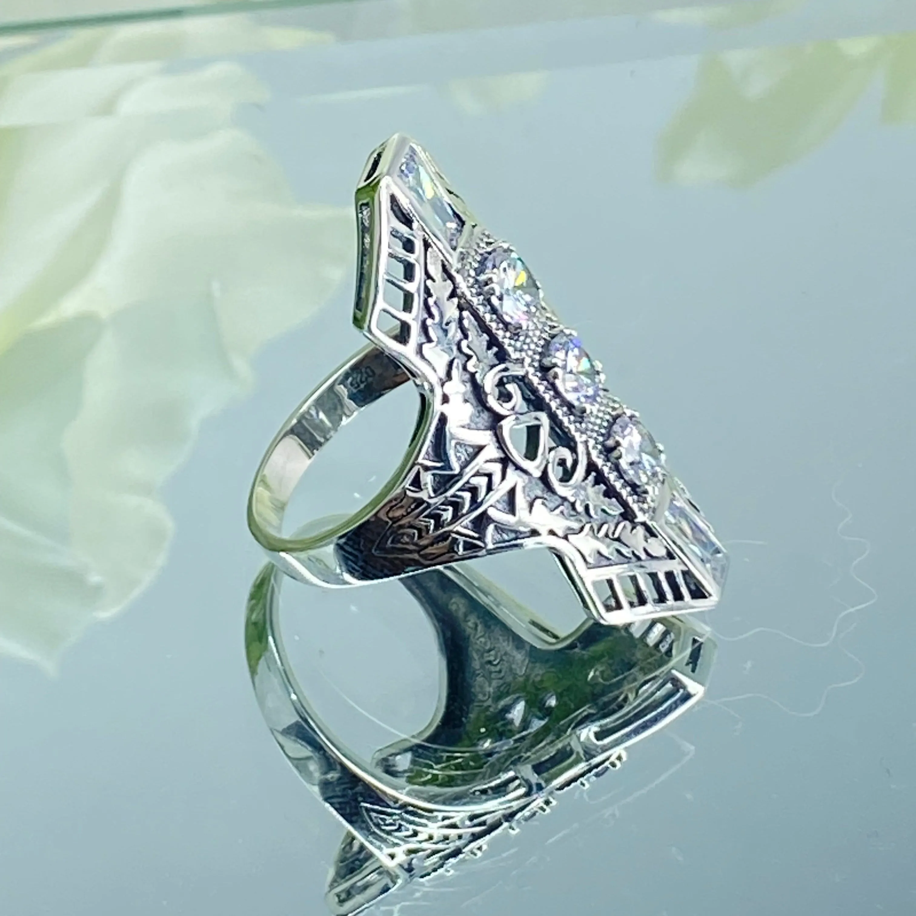 White CZ Ring, Art Deco 1930s Jewelry #D214