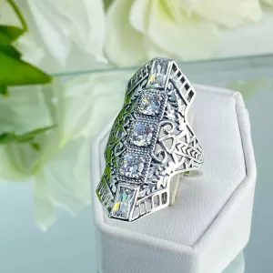 White CZ Ring, Art Deco 1930s Jewelry #D214