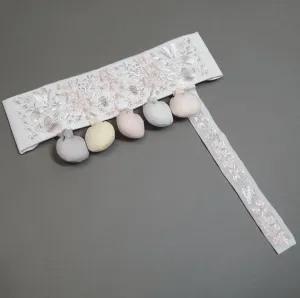 White Embroidery Bell Ribbon Belt