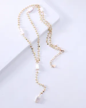 White Pearl Coin Gold Chain Necklace