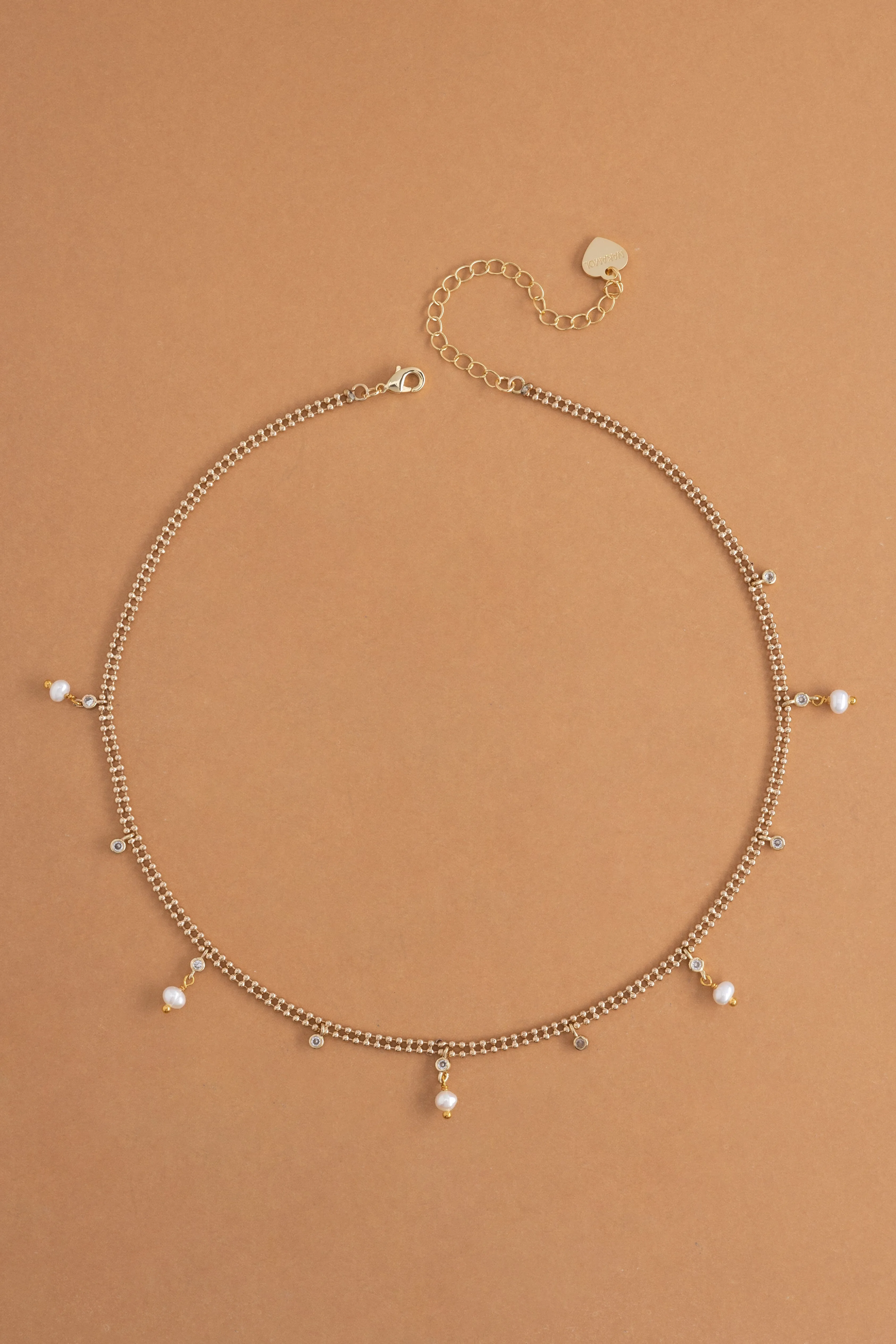 White Pearl Mix Charm Necklace