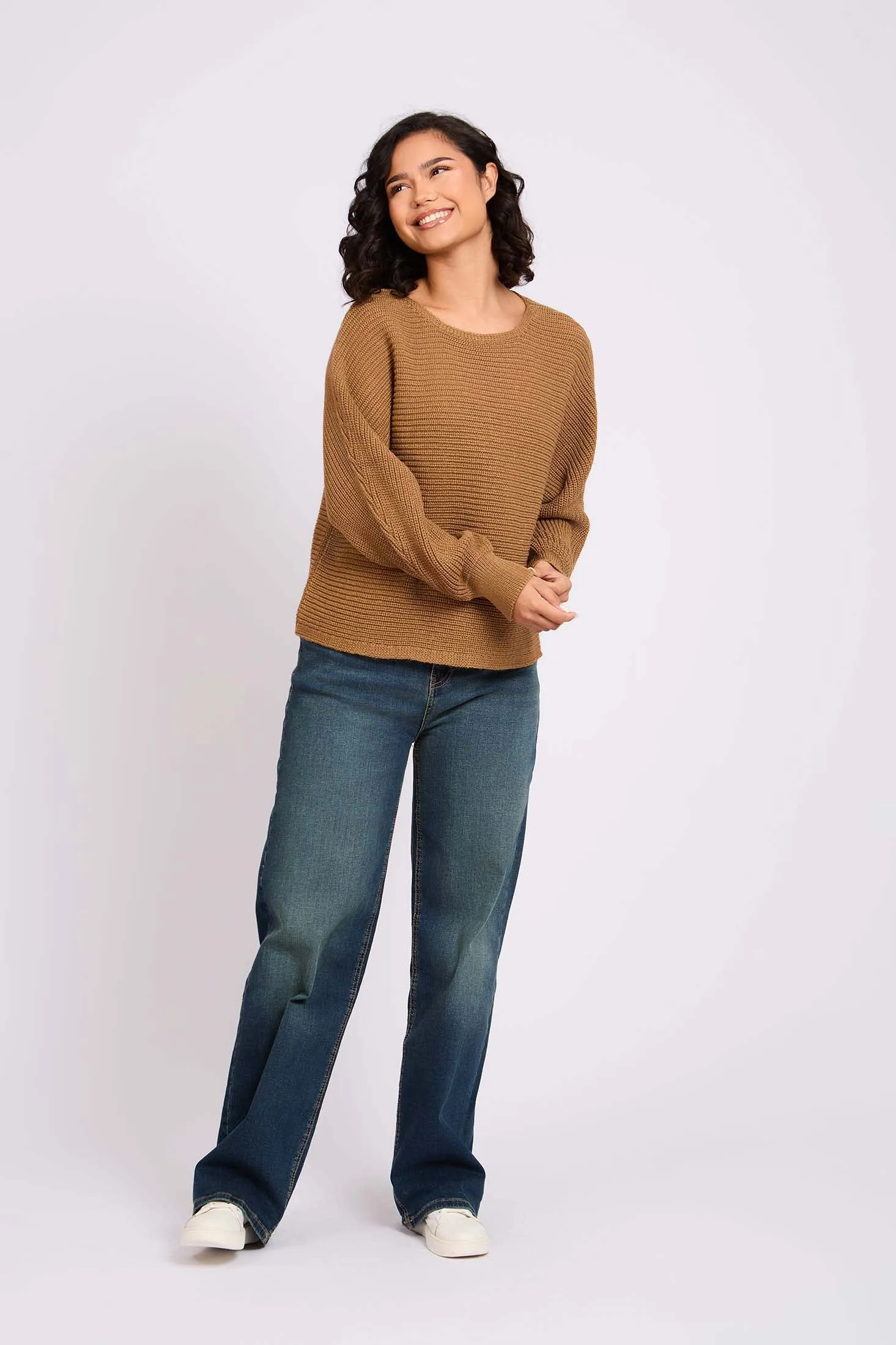 Women Pullover Oversize Cropped Beige
