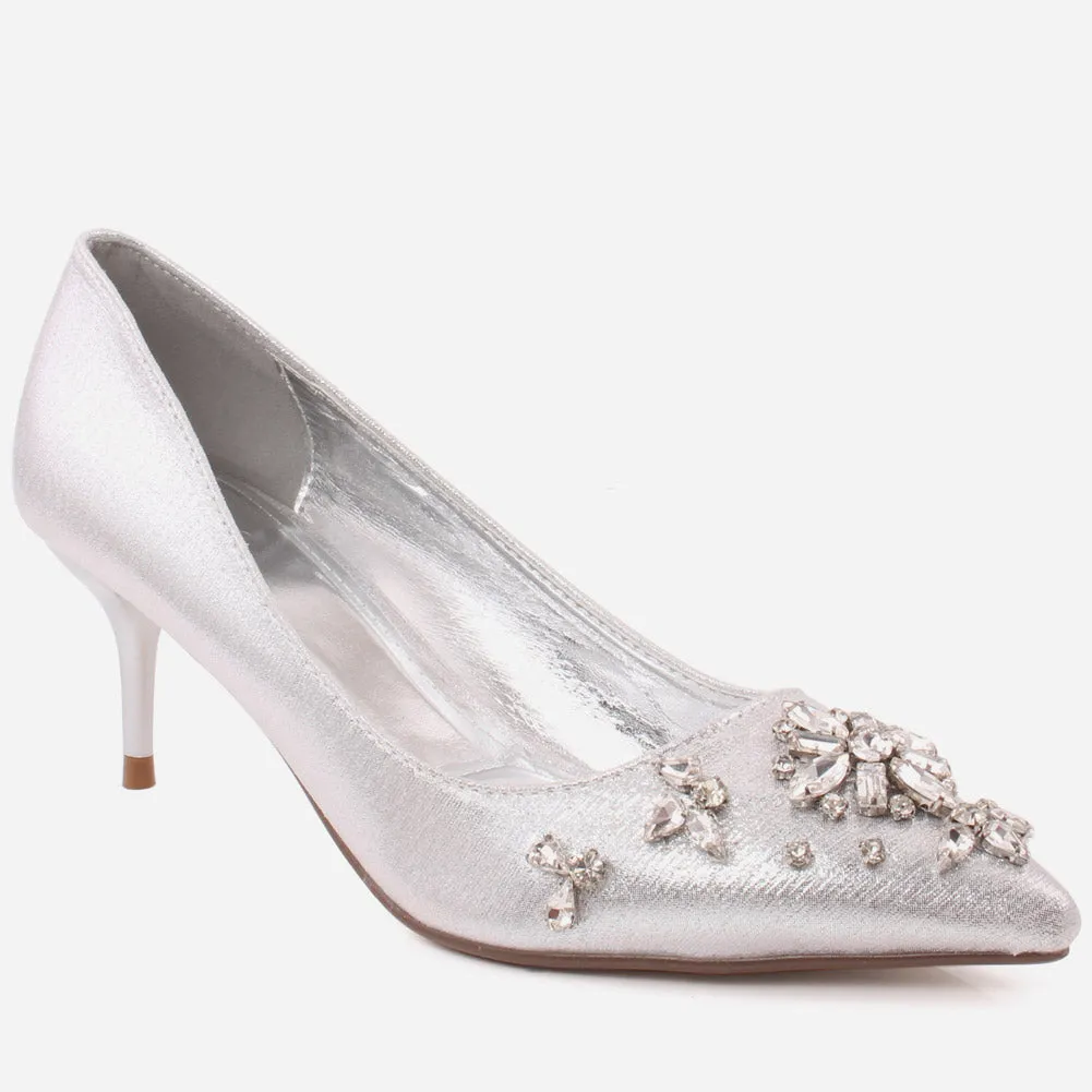Women "PALOMA" Shimmer Stone Decorated Stiletto Heel Courts