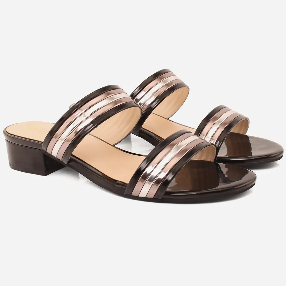 Womens "HADIA" Stylish Block Heeled Slip-On Shoes