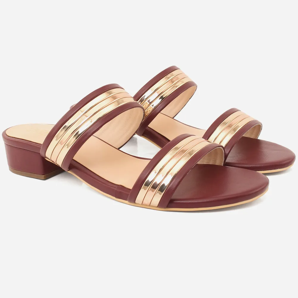 Womens "HADIA" Stylish Block Heeled Slip-On Shoes