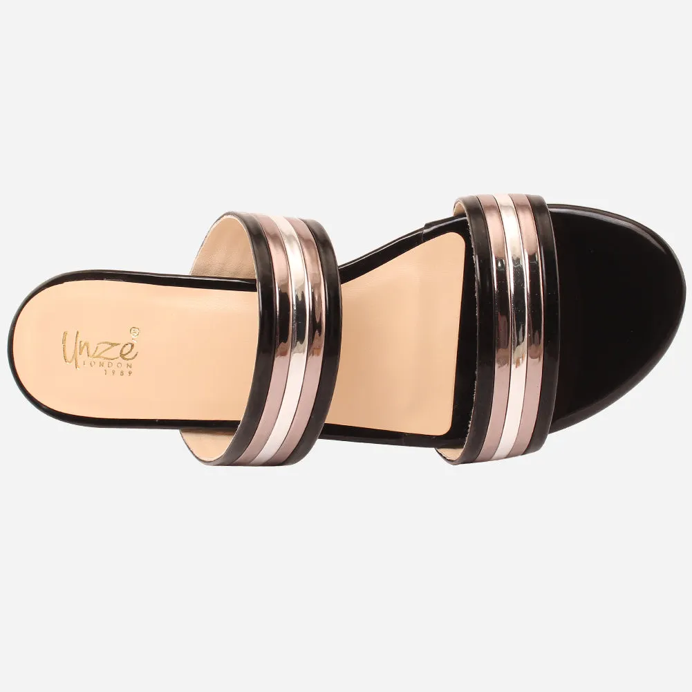 Womens "HADIA" Stylish Block Heeled Slip-On Shoes
