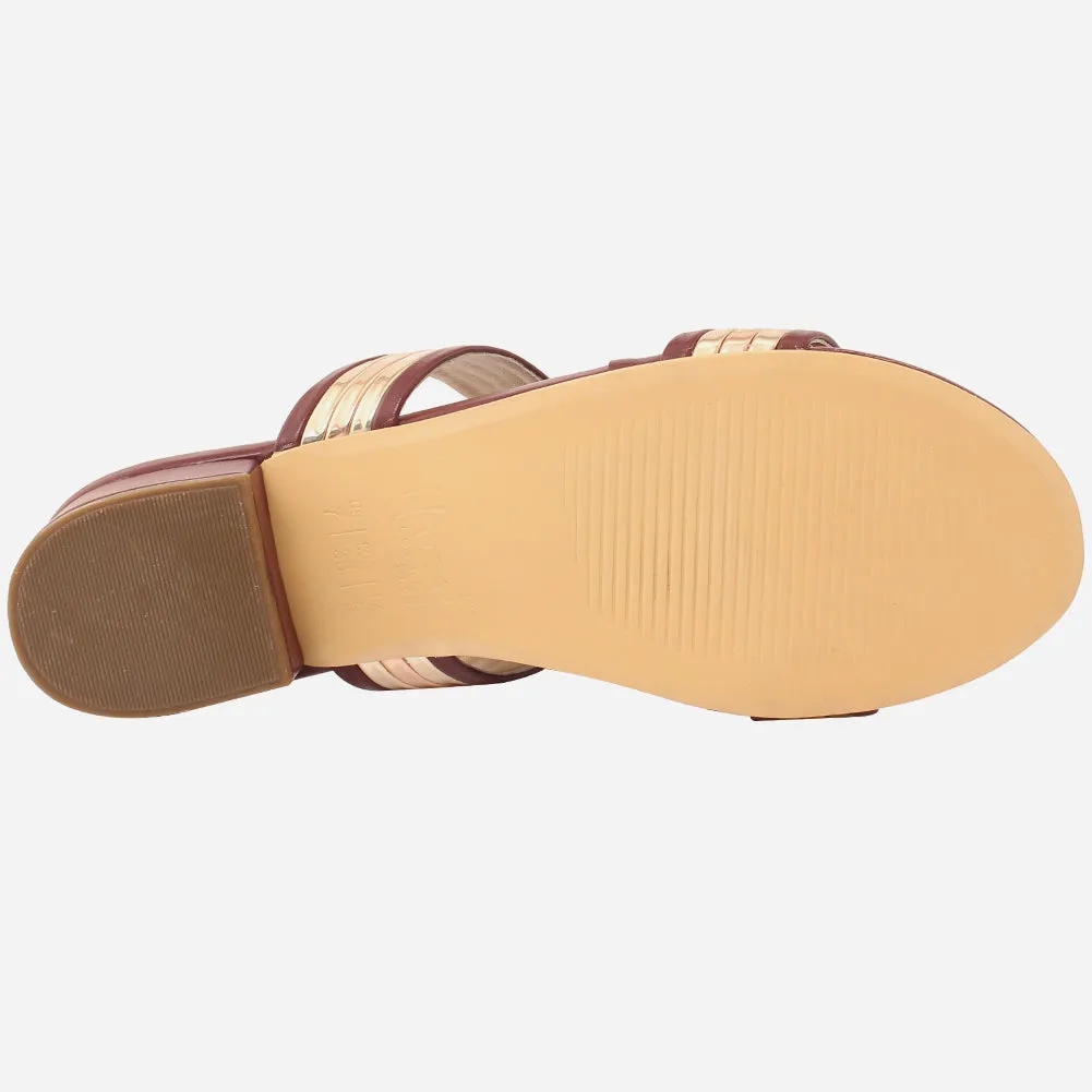 Womens "HADIA" Stylish Block Heeled Slip-On Shoes