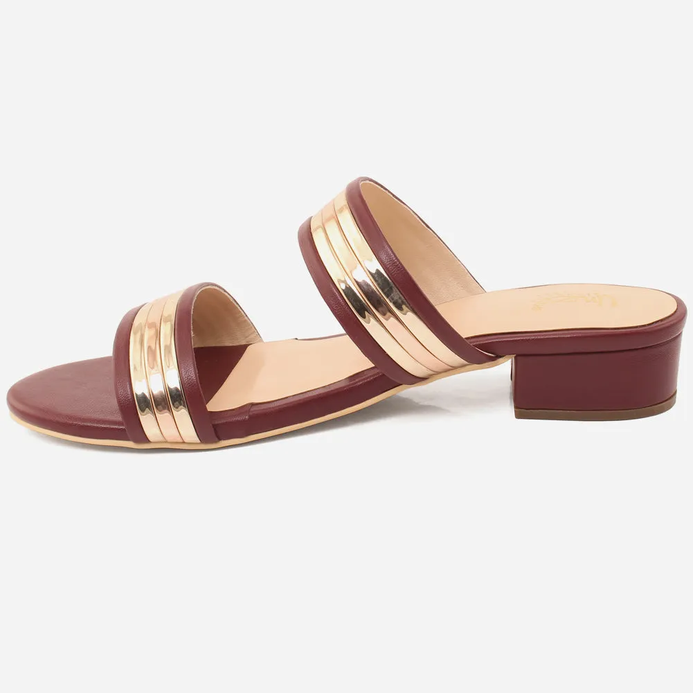 Womens "HADIA" Stylish Block Heeled Slip-On Shoes
