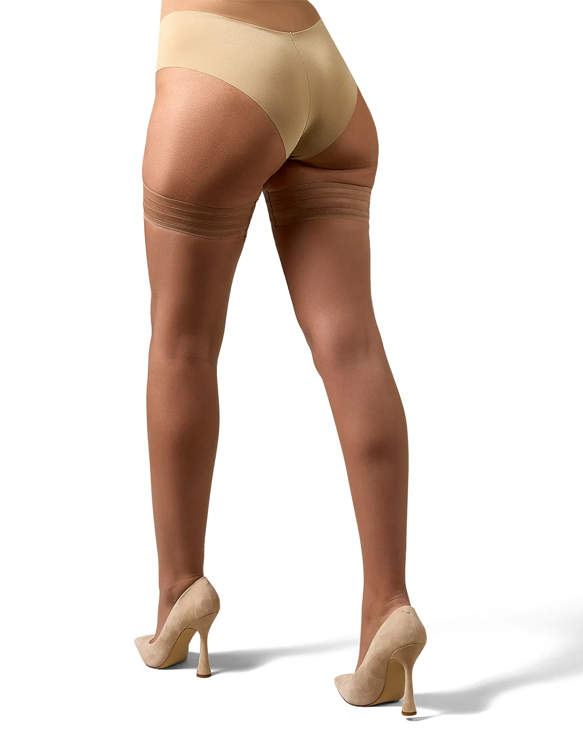 Women's Simply Bare Ultra-Sheer Stripe-Top Thigh-High Stockings