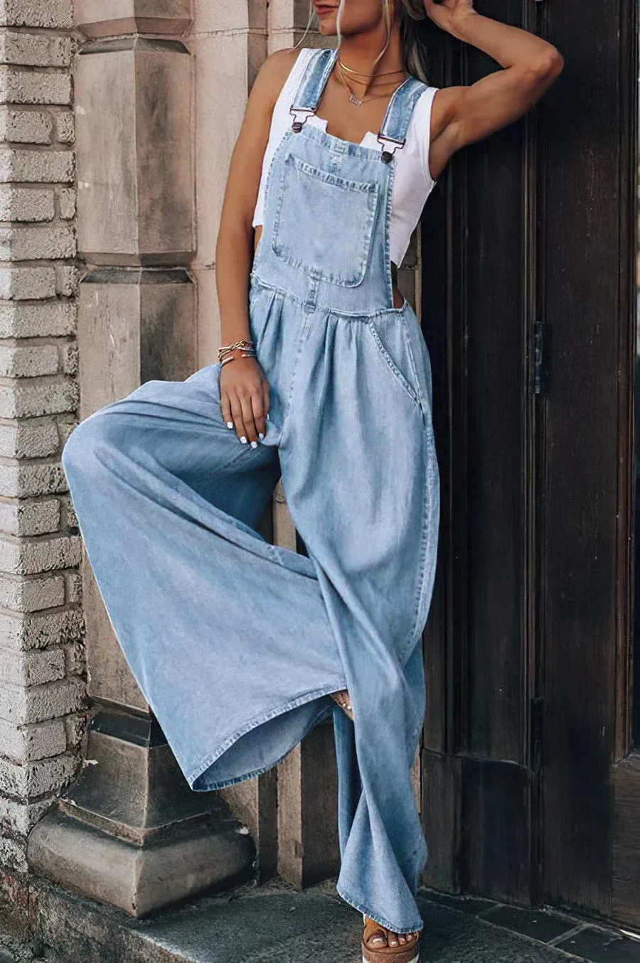 Women's Stylish Sleeveless Denim Keti Jumpsuit