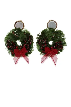 Wreath Festive Pearl Drop Earrings