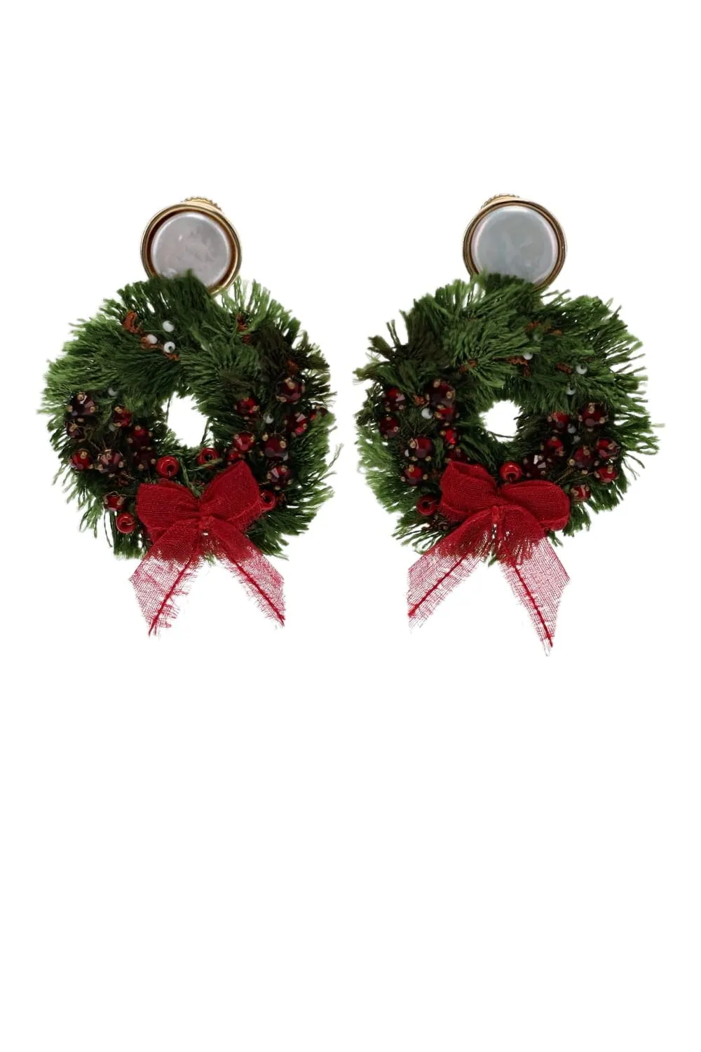 Wreath Festive Pearl Drop Earrings