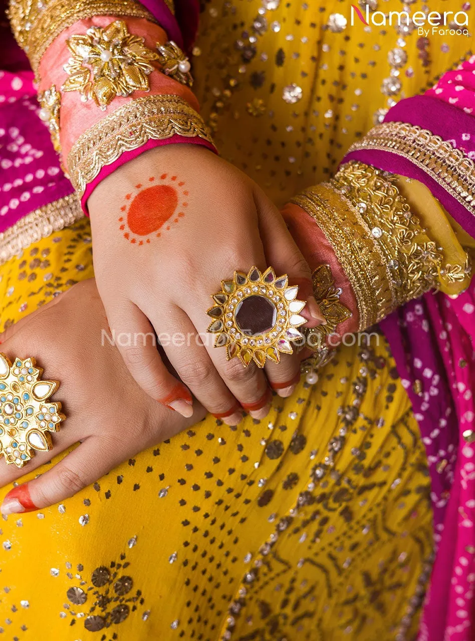Yellow Bridal Dress in Traditional Pishwas Style #BS686