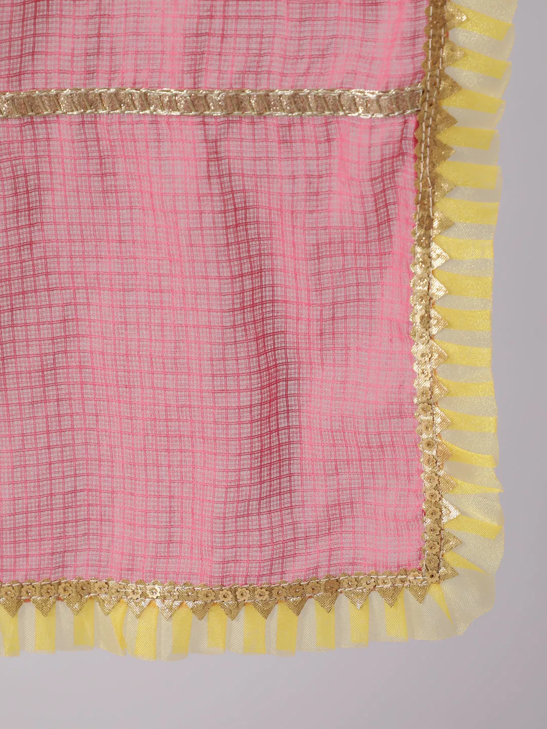Yellow Floral Print Kurta Sharara With Dupatta