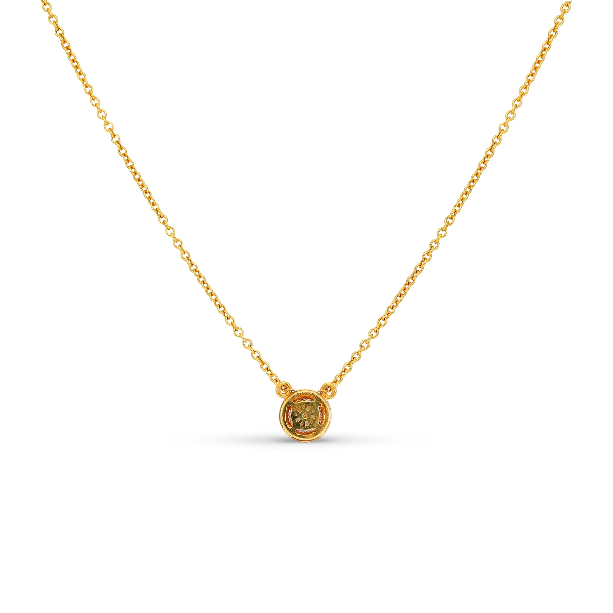 Yellow Gold Classic Diamond Halo Pendant - .70 Carat