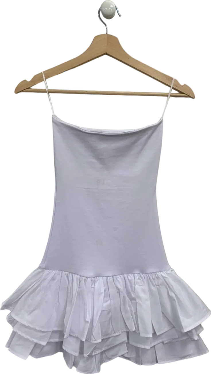 Zara White Ruffled Mini Dress UK S